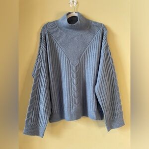 NWOT RD STYLE Light blue cable knit mock neck sweater